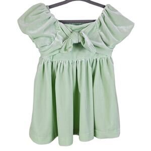 Habitual Kids Mint Green Girl Velvet Feel Puffy Sleeve Summer Dress 18M